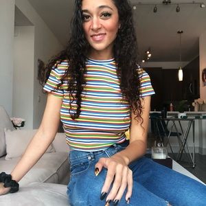 Striped crop top XS